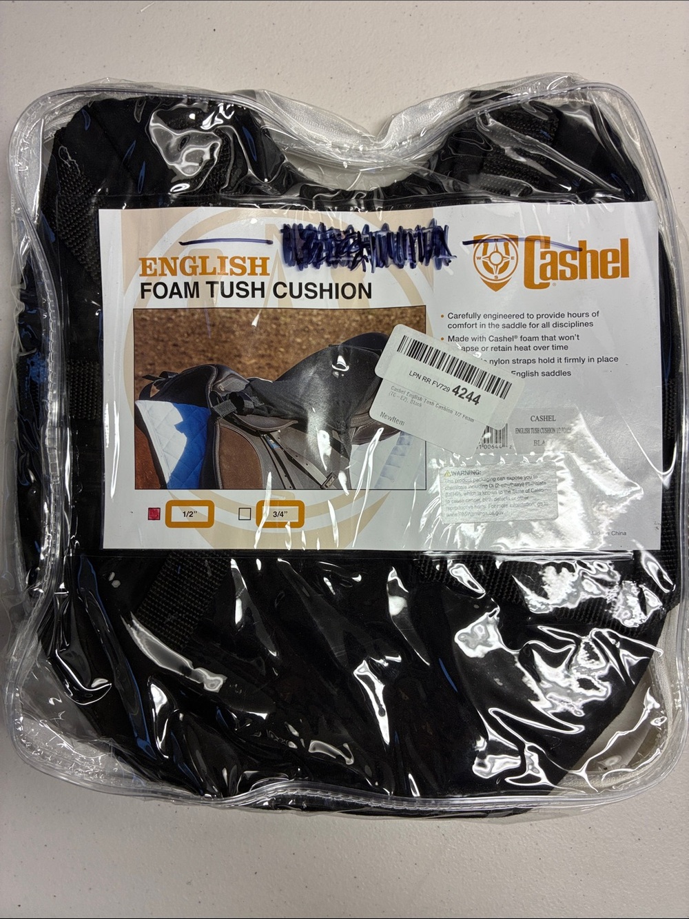 Cashel English Saddle Foam Tush Cushion - Black 1/2” Brand New